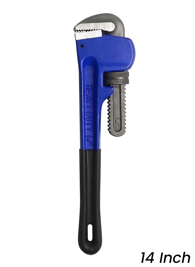 14 Inch Heavy Duty Pipe Wrench for Plumbing Adjustable Jaw with Non-Slip Grip Forged Steel Pipe Spanner for Pipes, Nuts, Bolts, Fittings, Industrial, Home, Bathroom, Kitchen, PVC, Metal, Water Line Repair - Image 1