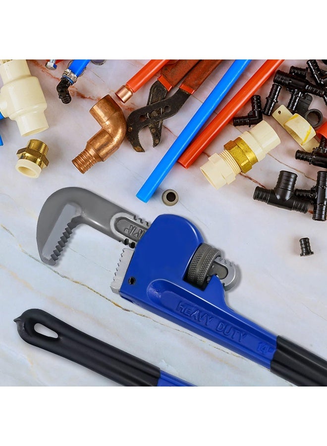 14 Inch Heavy Duty Pipe Wrench for Plumbing Adjustable Jaw with Non-Slip Grip Forged Steel Pipe Spanner for Pipes, Nuts, Bolts, Fittings, Industrial, Home, Bathroom, Kitchen, PVC, Metal, Water Line Repair - Image 4