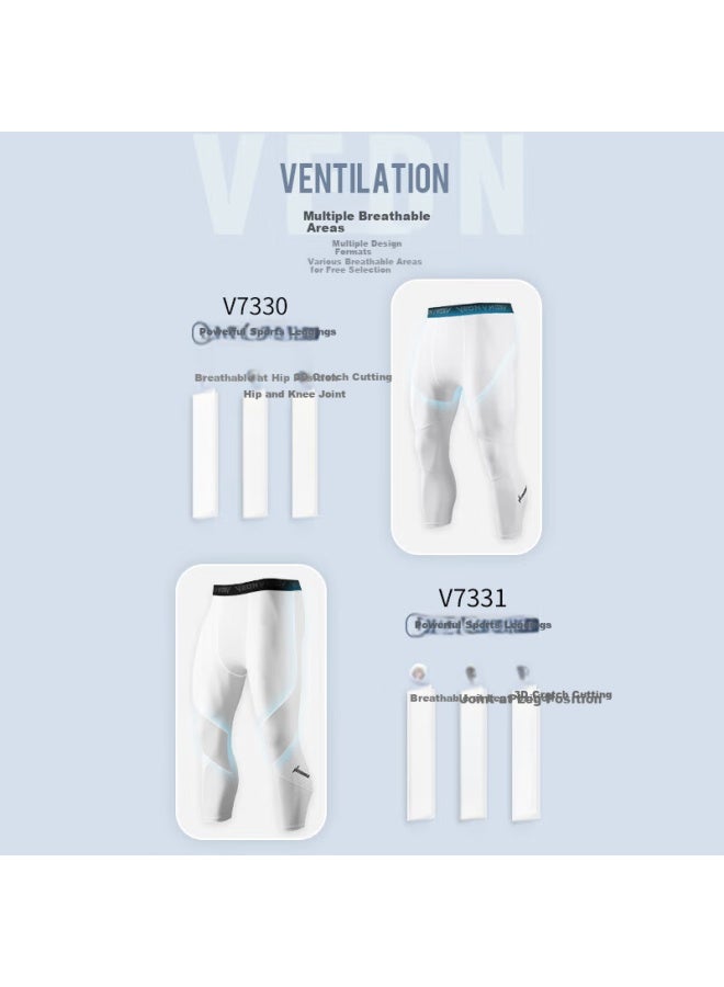 VEIDOORN Basketball Compression Tights Sports Training Fitness Breathable High Elasticity Compression Running Seven-Point Pants Black 2Xl - Image 3