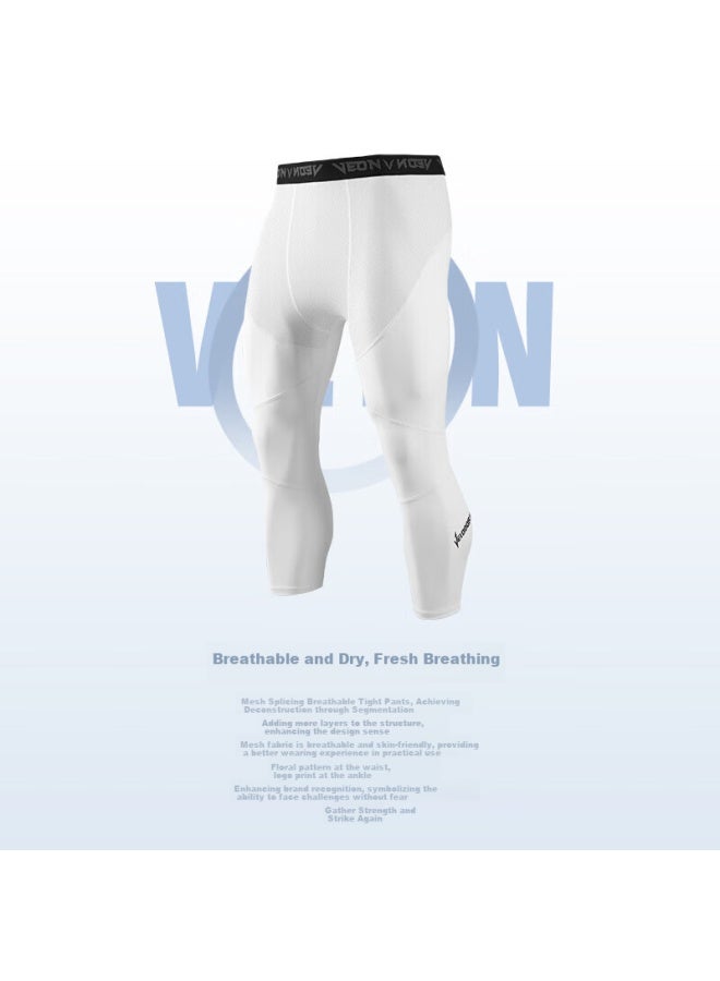 VEIDOORN Basketball Compression Tights Sports Training Fitness Breathable High Elasticity Compression Running Seven-Point Pants Black 2Xl - Image 5