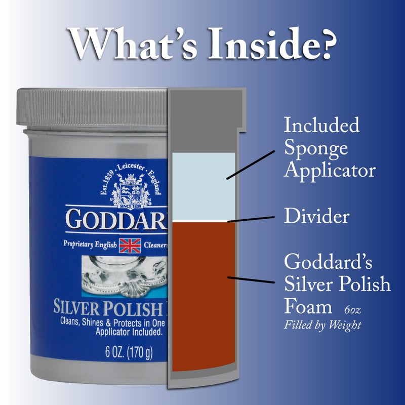 GODDARD'S Goddard’s Silver Polish Foam, Silver Jewelry Cleaner for Antiques, Accessories, Ornaments, Silver Cleaner, Silverware Protection, Tarnish Remover for Sterling Silver Jewelry, Sponge Applicator, 6 oz  - Image 3