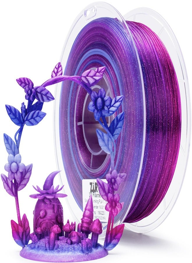 ZIRO 3D Printer Filament, Fast Color Change with Twinkle Effect PLA 1.75mm, Gradient Translucent PLA, Sparkling Multicolor 3D Material, Fit Most 3D Printers, 1KG Spool, Flower Series-Lavender - Image 1