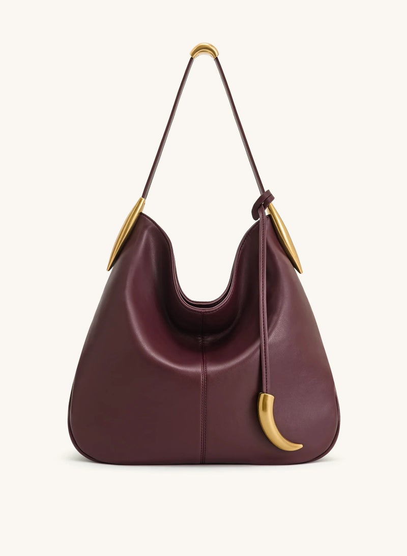 JW PEI Nina Metal Charm Hobo Bag - Burgundy - Image 1