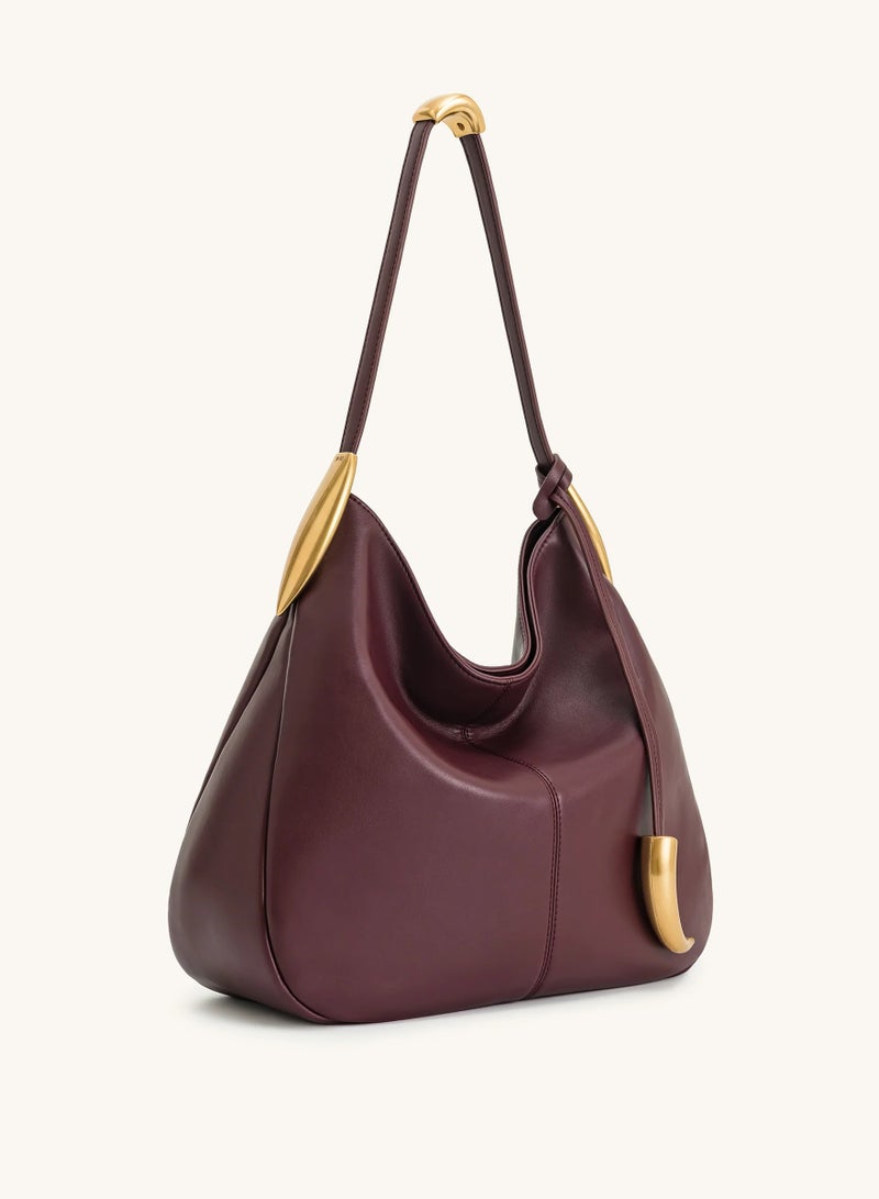 JW PEI Nina Metal Charm Hobo Bag - Burgundy - Image 2