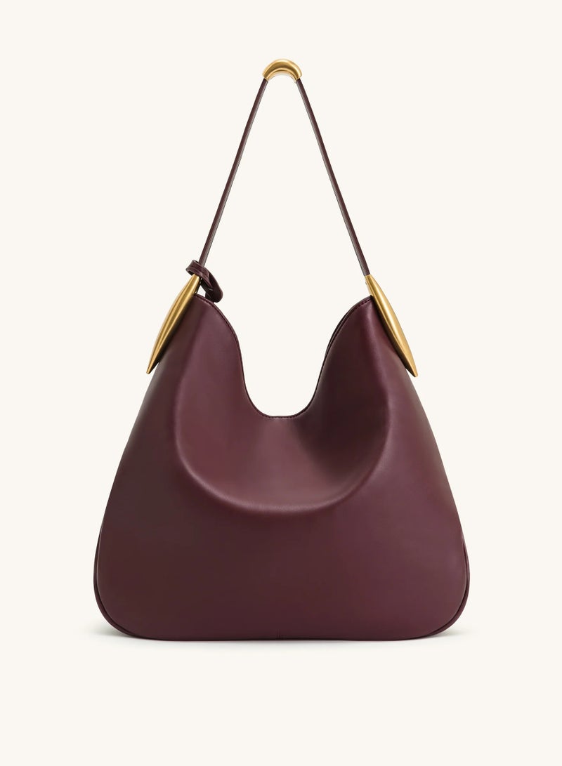 JW PEI Nina Metal Charm Hobo Bag - Burgundy - Image 3