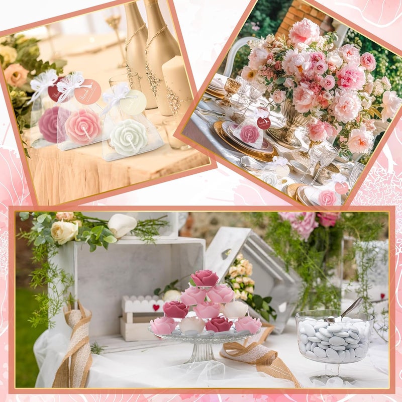 Treela 50 Set Flower Candles Wedding Favor for Guests Mini Dusty Pink Rose Shaped Tealight Candles for Return Gift Wedding Birthday Bridal Shower Housewarming Party - Image 5