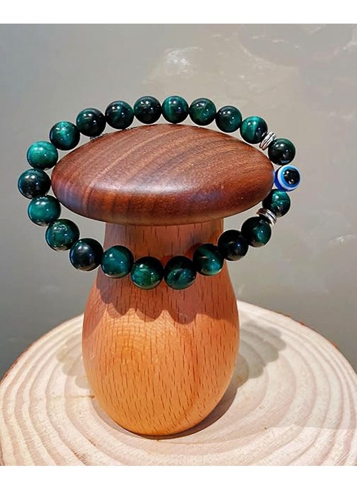 JEEJPV - Evil Eye Bracelet for Men Natural Stone Bracelet Protection Good Luck Amulet for Boy Green - Image 1