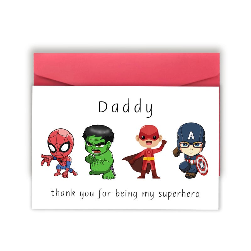 Londue Superhero Fathers Day Card Gifts for Dad, Funny Father's Day Card from Daughter Son, Happy Birthday Day Card Gifts for Him Daddy-Thank You for Being My Superhero - Image 1