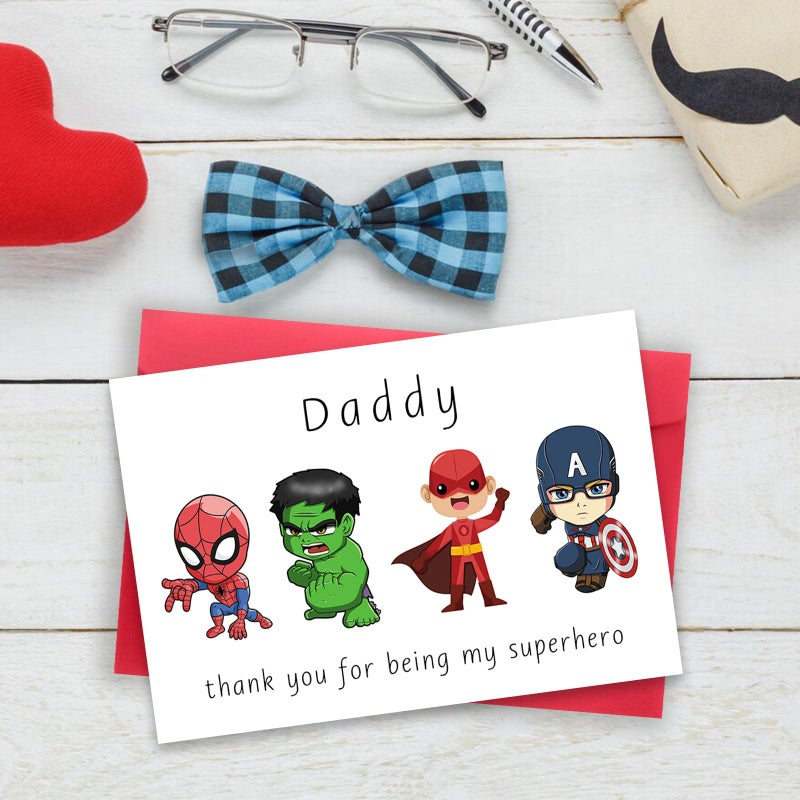 Londue Superhero Fathers Day Card Gifts for Dad, Funny Father's Day Card from Daughter Son, Happy Birthday Day Card Gifts for Him Daddy-Thank You for Being My Superhero - Image 4