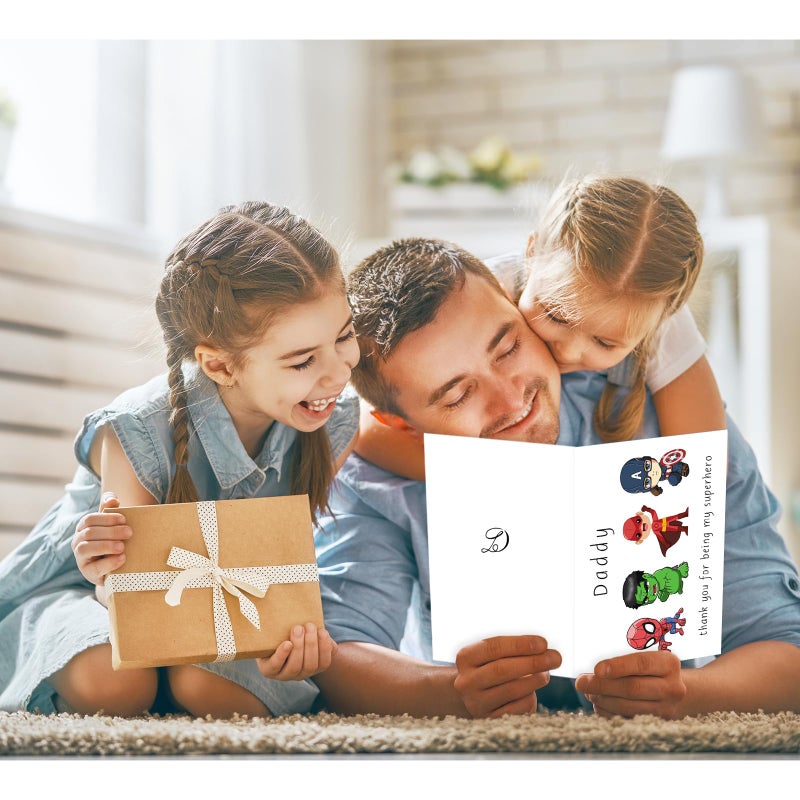 Londue Superhero Fathers Day Card Gifts for Dad, Funny Father's Day Card from Daughter Son, Happy Birthday Day Card Gifts for Him Daddy-Thank You for Being My Superhero - Image 5