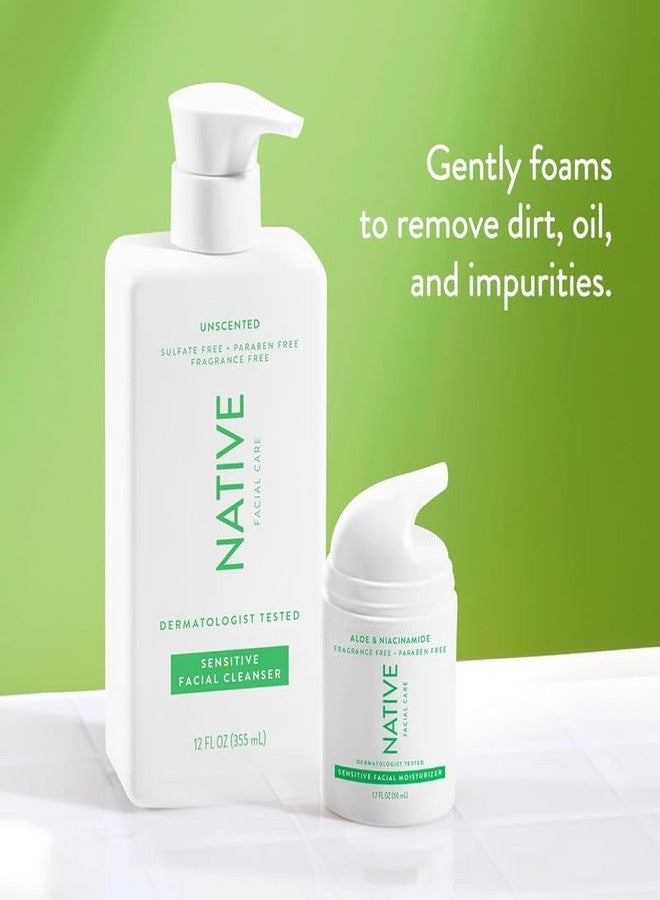 Native Sensitive Face Wash, Spa Day Every Day Facial Cleanser (2 Pack) | Daily Face Cleaner with Aloe and Vitamin B3, Unscented, 12 fl oz - Image 3