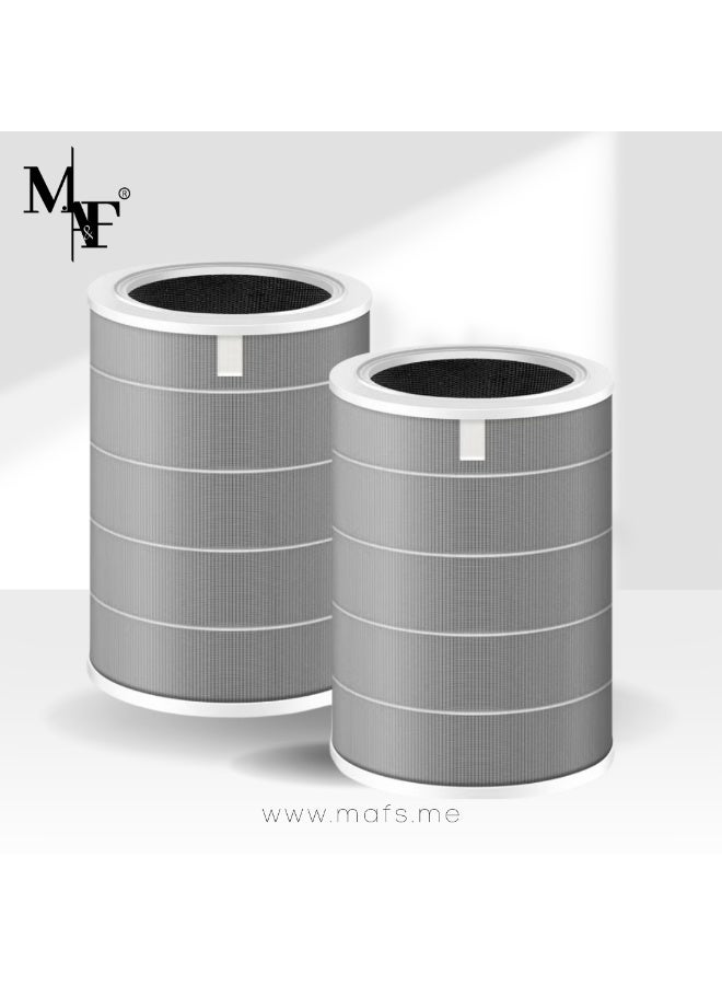 2 Pack 3H Replacement Filter for Xiaomi Mi Air Purifier 3H 3 2C 2H 2S Pro - 3-in1 H13 Grade True HEPA & Activated Carbon Filter Remove PM2.5 Pollen Dust (Antibacterial, Gray) - Image 1