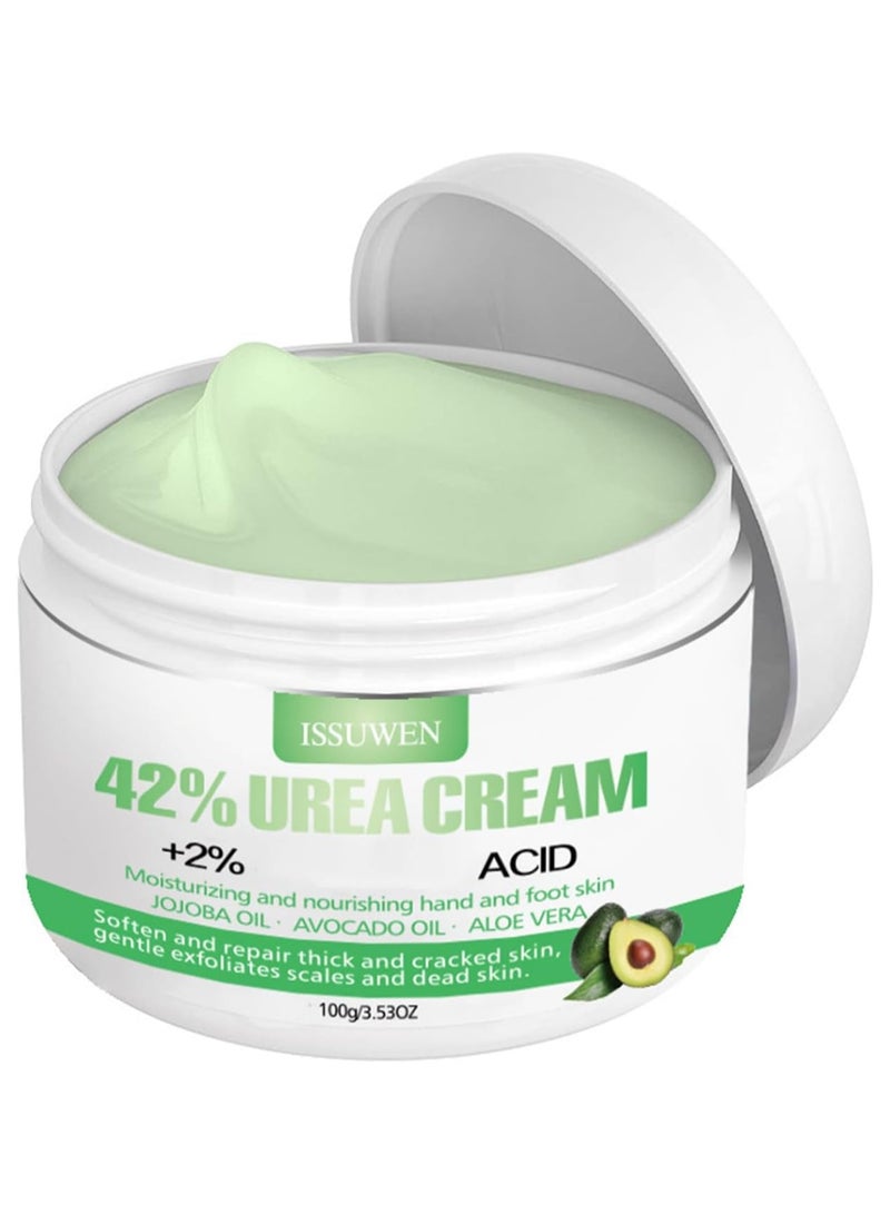 ISSUWEN Urea 42% Foot Cream, Cracked Heel Repair Cream For Feet and Hand, Callus Remover For Dry And Hard Skin, Maximum Strength With 2% Salicylic Acid for Hand, Foot and Body Care, 100g - Image 1
