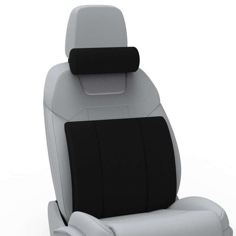RIPOSEV Trender Lumber Orthopedic Full Lumbar Support for Chair & Car Seat Backrest Cushion for Back Pain Relief - Back Rest Support Back Support Pillow Memory Foam Cushion, (Black) - Image 1
