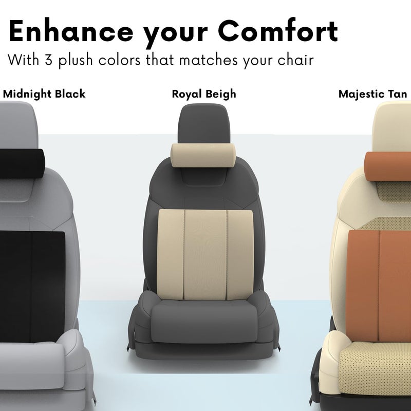 RIPOSEV Trender Lumber Orthopedic Full Lumbar Support for Chair & Car Seat Backrest Cushion for Back Pain Relief - Back Rest Support Back Support Pillow Memory Foam Cushion, (Black) - Image 4