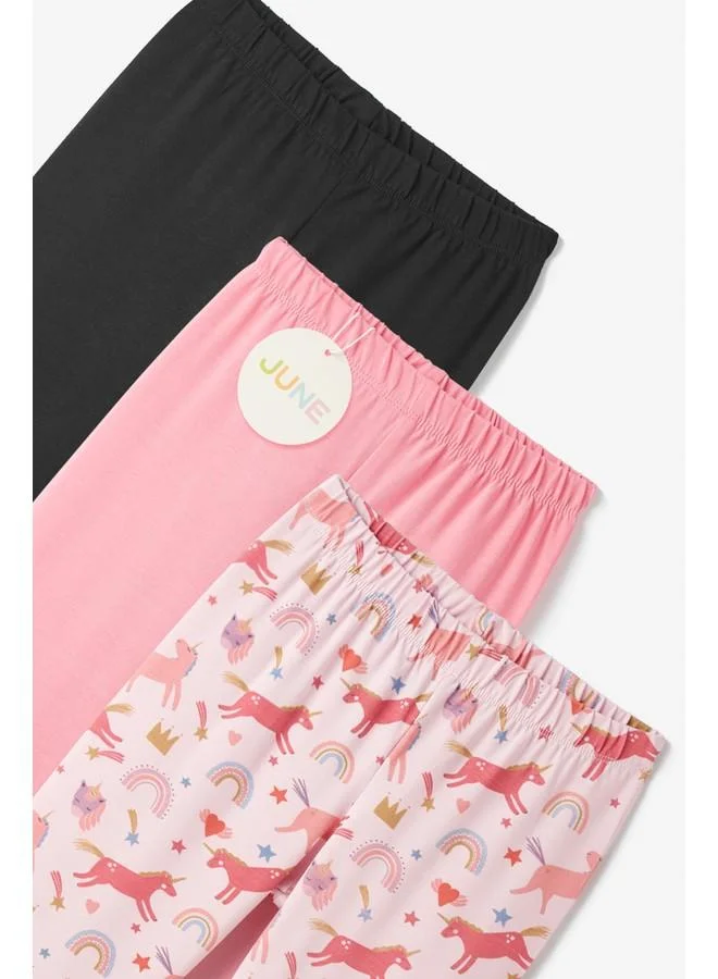 JUNE June Girls 3-Pack Tight Light Pink - Pink-Black
