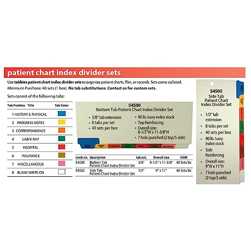 Tabbies Side Tab Medical Chart Divider Sets, 8-Tab, Assorted Medical, 11 X 9, Manila, 40 Sets - Image 3