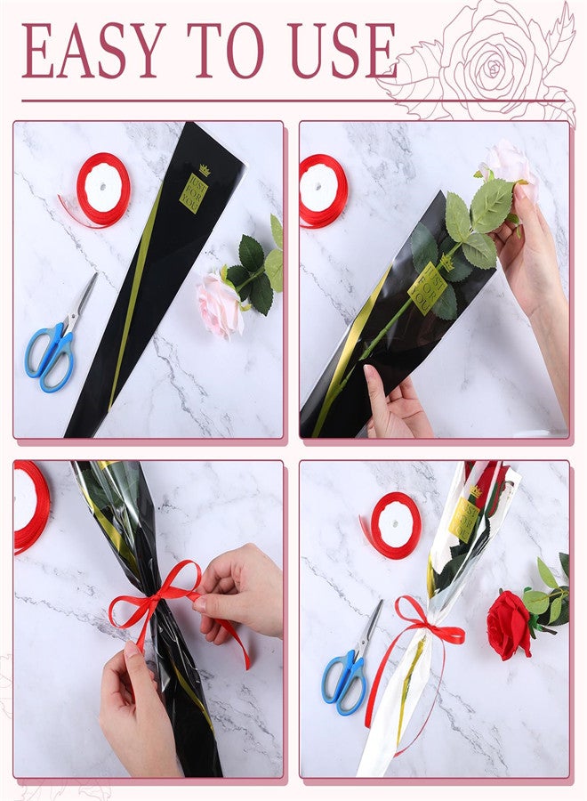 EXCEFORE, 500 Pcs Single Rose Clear Wrapping Bags, Single Flora Packaging Sleeve Bags for Florist Bouquet Romantic Supplies, for Mother's Day Anniversary Wedding Birthday Gift - Image 2