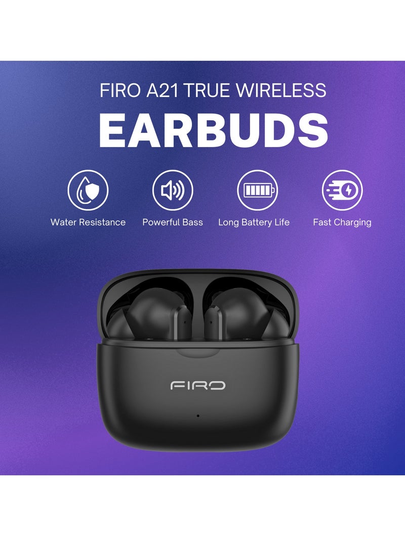 Firo FIRO A21 True Wireless Earbuds, In-Ear Bluetooth 5.3 ENC Clear Call, Bluetooth Earbuds Touch Control 24 HRS Playtime, IPX6 Waterproof TWS, Light-Weight Earphones  - Image 5