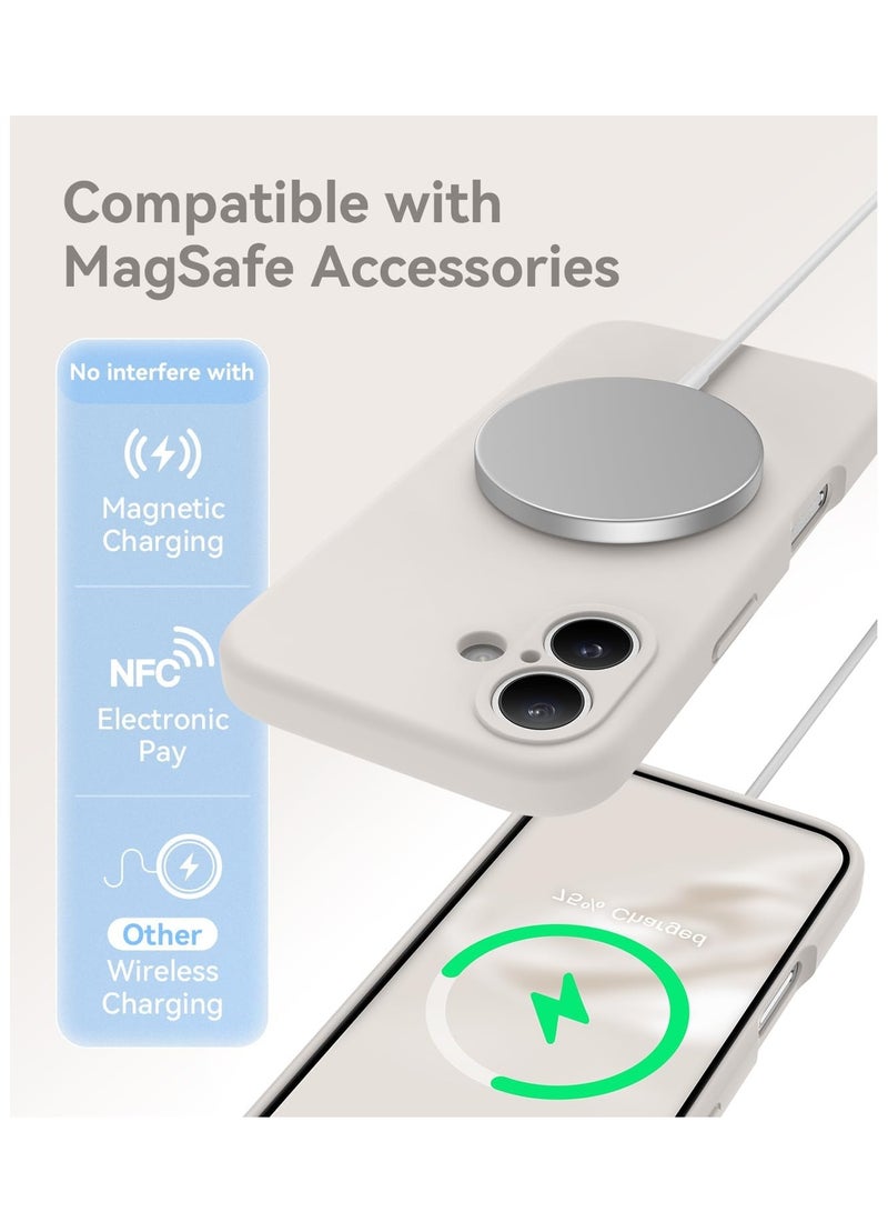 ELTRAZONE iPhone 16 Plus Case – Upgraded Silicone Phone Cover with Camera Protection, Compatible with MagSafe, Anti-Scratch Microfiber Lining & 2 Screen Protectors – Stone - Image 3