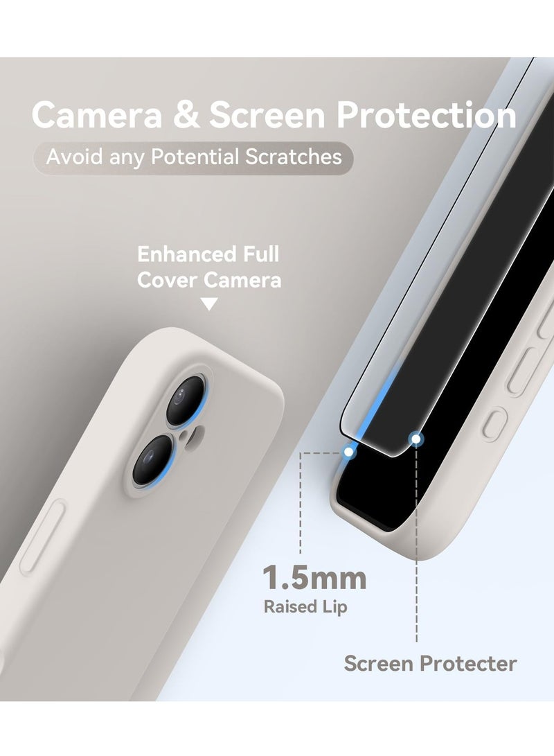 ELTRAZONE iPhone 16 Plus Case – Upgraded Silicone Phone Cover with Camera Protection, Compatible with MagSafe, Anti-Scratch Microfiber Lining & 2 Screen Protectors – Stone - Image 4