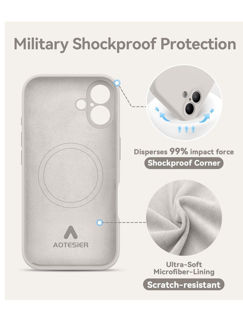ELTRAZONE iPhone 16 Plus Case – Upgraded Silicone Phone Cover with Camera Protection, Compatible with MagSafe, Anti-Scratch Microfiber Lining & 2 Screen Protectors – Stone - Image 5