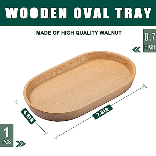 Vandroop Wooden Mini Serving Tray for Parties, Tea & Coffee Table, Small Oval Wood Plate for Fruit & Snacks, Decorative Tray for Jewellery, Keys & Coins, Tray for Bathroom (Beech Wood, 7.8'4.66') - Image 4