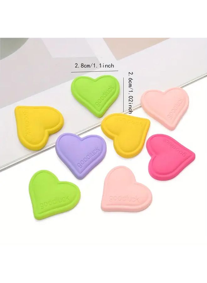 Rose Pink Acrylic Heart-Shaped Stickers Good Luck Enamel Decals for DIY Crafts - Image 4