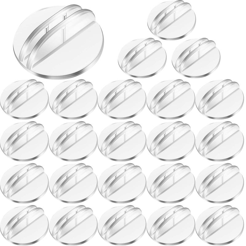 Yinkin 50 Pcs Mini Card Stands Plastic Place Card Holders Paper Miniature Bases Clear Paper Board Clips for Game Table Numbers Translucent Business Price Tags Menus Labels Party 1 Inch in Diameter