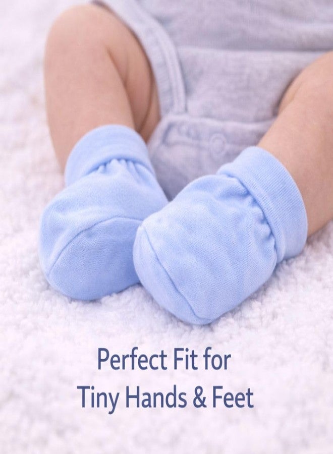 aRIC ARICNewborn Baby Cap Mittens Booties Set (0-6 Months) | Soft Cotton Hosiery Cap Mittens and Socks for New Born Baby | Infant Summer Essentials (Light Blue) - Image 5