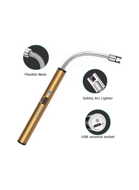 USB Rechargeable Electric Arc Lighter Flexible Lighter With LED Battery Display And Safety Switch Multicolor For Candles