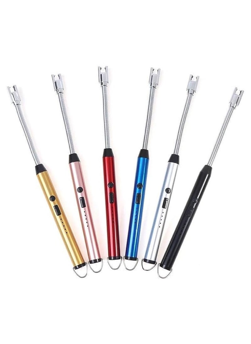 USB Rechargeable Electric Arc Lighter Flexible Lighter With LED Battery Display And Safety Switch Multicolor For Candles