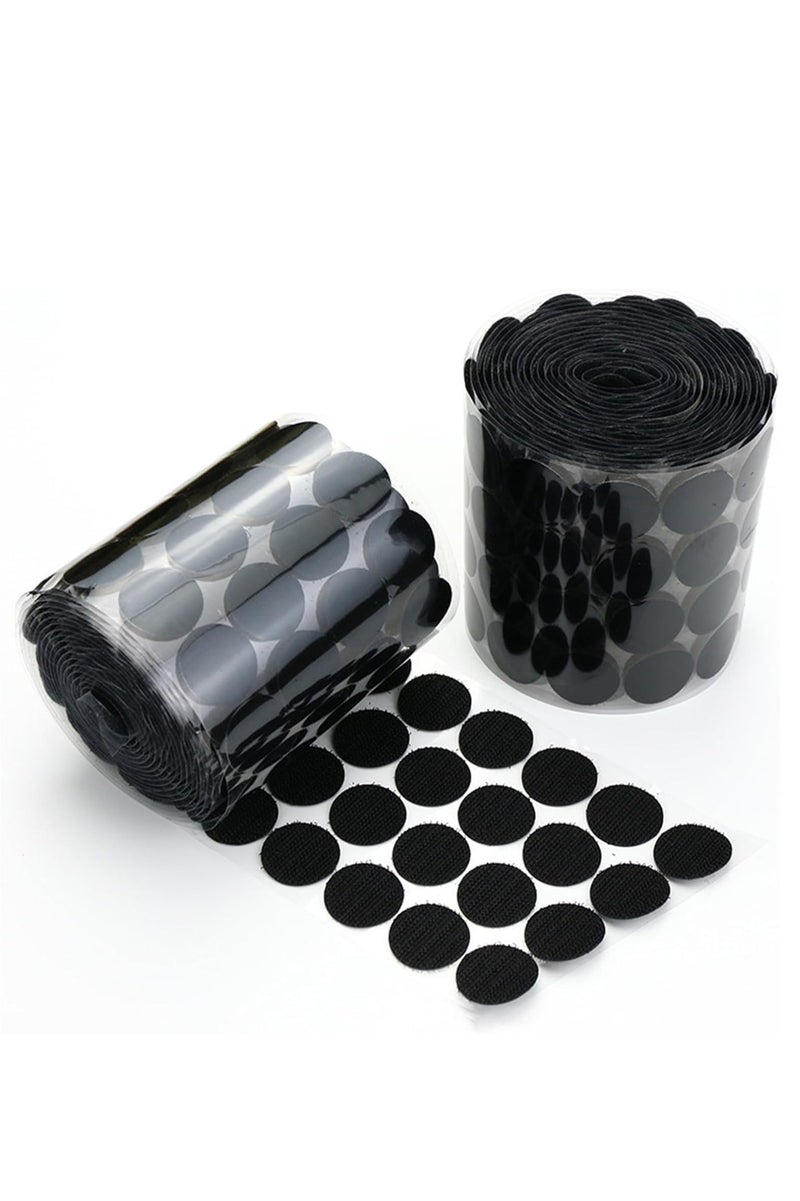 adhesive dots, coin dots with adhesive backing, hook and loop velcro round pads, 20mm diameter, strong waterproof dots, dots with adhesive, suitable for home office school 100 pieces black (50 pairs) - Image 1