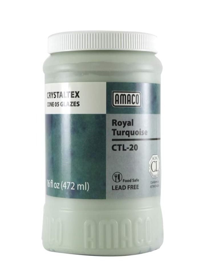 Amaco Crystaltex Glaze Royal Turquoise CTL-20 Low Fire Lead Free for Pottery and Ceramic - Image 2