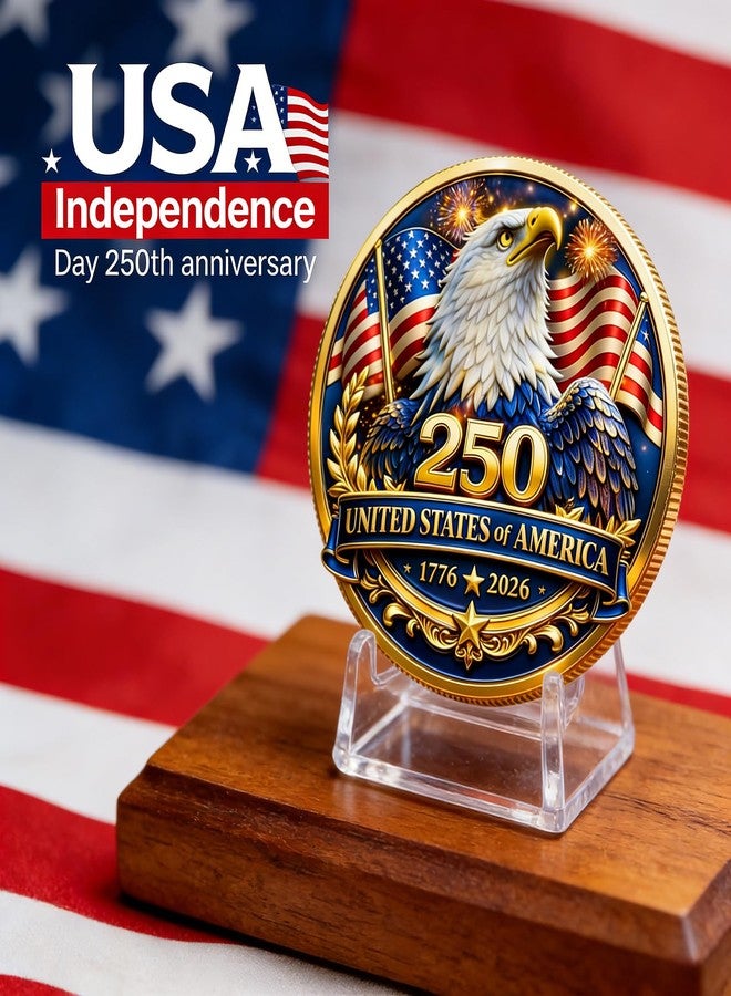 GRITOSE 1Pcs 250th Anniversary Commemorative Medal, Patriotic Collectible Coin with Eagle & Flag Design, USA Patriotic Souvenir for Independence Day Celebration & Gifting - Image 5