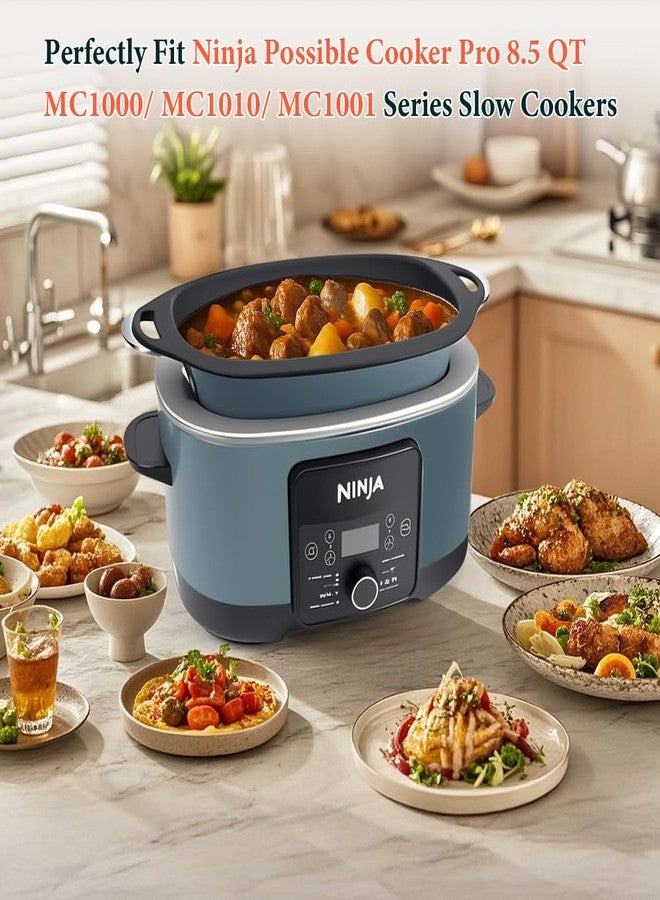 BYKITCHEN بطانات سيليكون للطهي البطيء من BYKITCHEN متوافقة مع أجهزة الطهي البطيء Ninja Foodi Possible Cooker Pro سعة 8.5 كوارت من سلسلة MC1000 وMC1001 وMC1010، قطعتان من بطانات الطهي البطيء القابلة لإعادة الاستخدام، ملحقات Ninja Possible Crock Pot Pro - Image 3