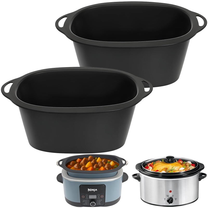 BYKITCHEN بطانات سيليكون للطهي البطيء من BYKITCHEN متوافقة مع أجهزة الطهي البطيء Ninja Foodi Possible Cooker Pro سعة 8.5 كوارت من سلسلة MC1000 وMC1001 وMC1010، قطعتان من بطانات الطهي البطيء القابلة لإعادة الاستخدام، ملحقات Ninja Possible Crock Pot Pro - Image 1