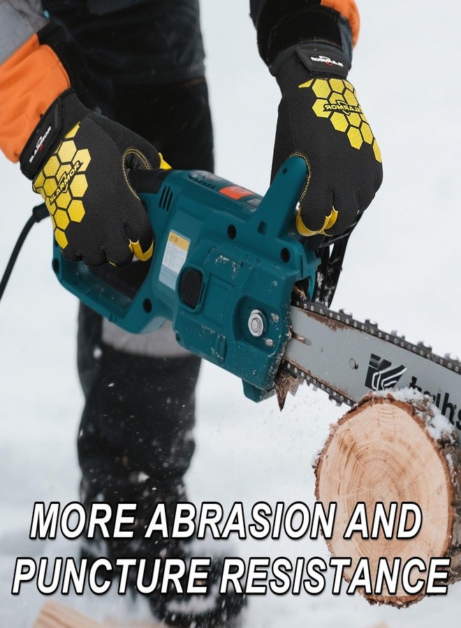 SLARMOR Winter Work Gloves for Men, Insulated, Waterproof, Puncture and Abrasion Resistant, Touch Screen with Warm Thinsulate Lining for Cold Weather, Yellow, Medium - Image 5