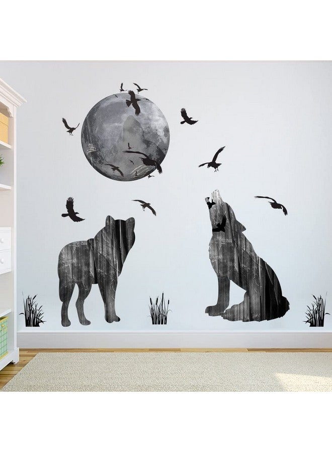 Cafurty Wall Stickers Wolf And Moon Wall Decor Decal Art Animal Murals Removable Pvc Diy Wall Decoration Paper Poster For Bedroom Kitchen Living Room Nursery Rooms Offices - Image 4