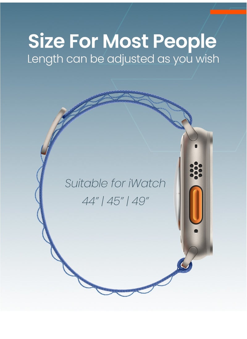 Moxedo - Moxedo Alpine Loop Watch Band Adjustable Sports Nylon Woven with Titanium G-Hook Strap Compatible with Apple Watch Band Series 8,7,6,5,4,3,2,1,SE Ultra design for 44mm,45mm,49mm (Mist Blue) - Image 1