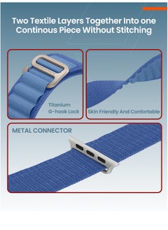 Moxedo Moxedo Alpine Loop Watch Band Adjustable Sports Nylon Woven with Titanium G-Hook Strap Compatible with Apple Watch Band Series 8,7,6,5,4,3,2,1,SE Ultra design for 44mm,45mm,49mm (Mist Blue)  - Image 4