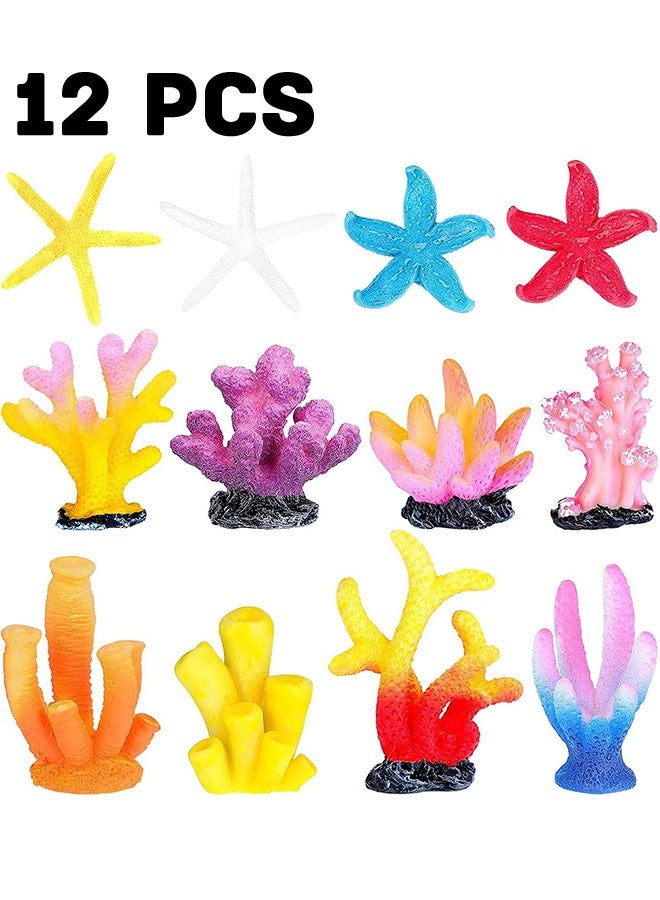 Realfrog 12 Pieces Artificial Coral Plant Aquarium Decorations Fish Tank Ornament Decor Polyresin Colorful Coral Reef Decoration Accessories for Betta Fish Tank Aquarium Landscape  - Image 1