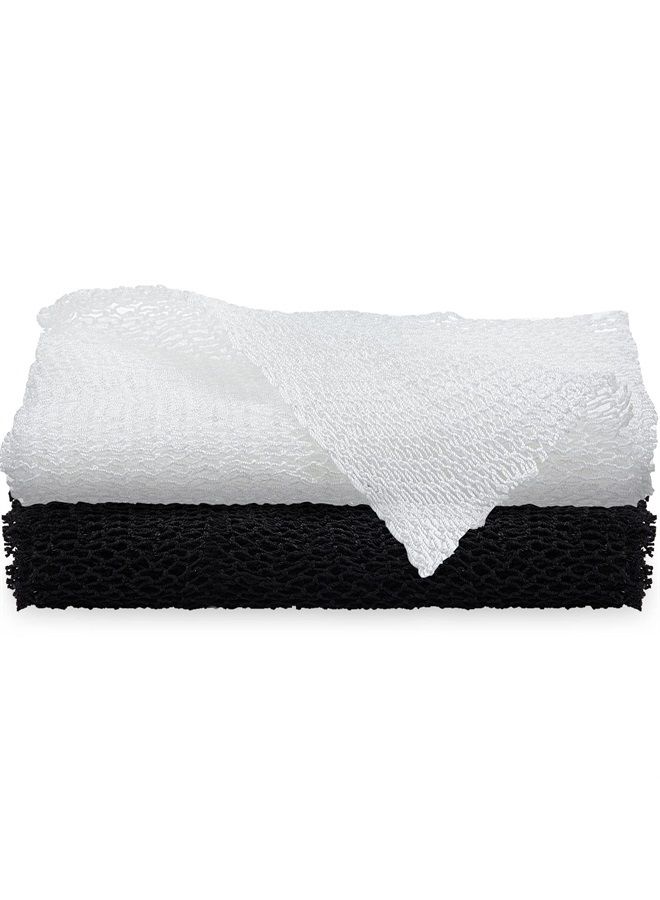 Shappy 2 Pieces African Net Sponge Exfoliating Net African Body Scrubber Bath Rag Washcloth Towel Shower Body Back Scrubber Skin Smoother for Daily Use or Stocking Stuffer (Black, White) - Image 1