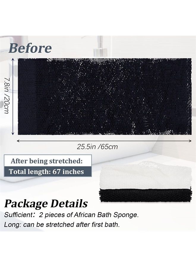 Shappy 2 Pieces African Net Sponge Exfoliating Net African Body Scrubber Bath Rag Washcloth Towel Shower Body Back Scrubber Skin Smoother for Daily Use or Stocking Stuffer (Black, White) - Image 3