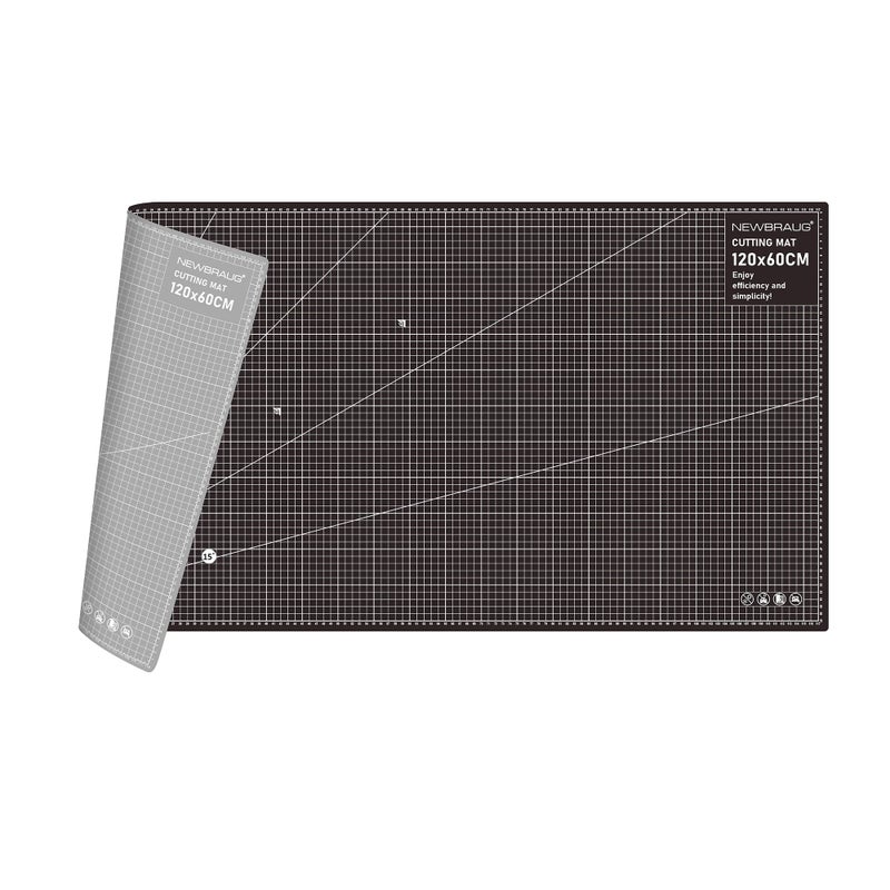NEWBRAUG 24'' Ã— 48'' Large Self Healing Cutting Double Sided 5-Ply Mat, Big Cutting Board for Rotary Cutting, Quilting, Sewing, Craft, Fabric & Scrapbooking(Gray/Black) - Image 1