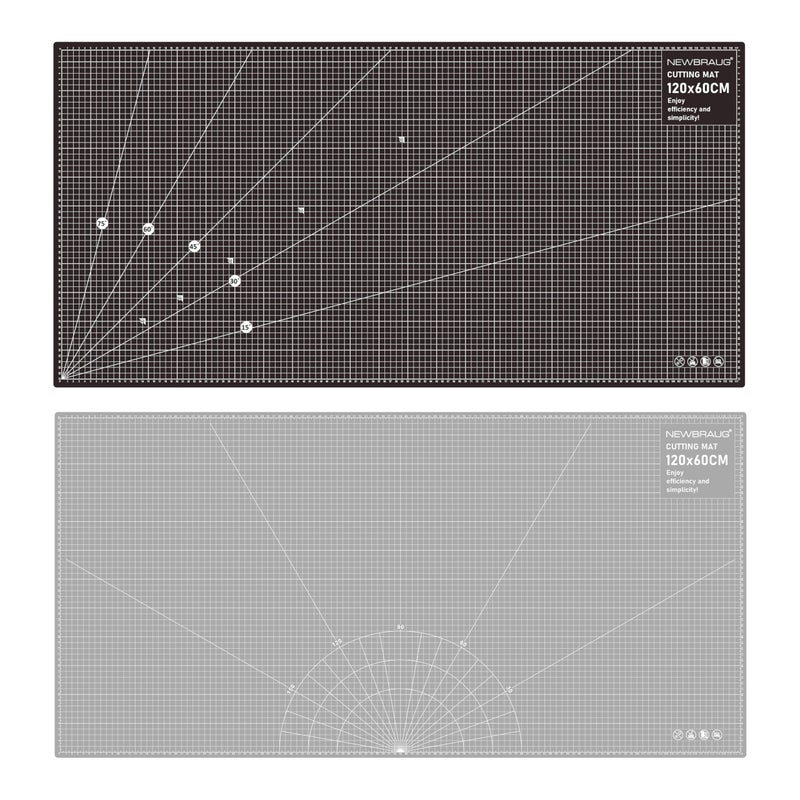 NEWBRAUG 24'' Ã— 48'' Large Self Healing Cutting Double Sided 5-Ply Mat, Big Cutting Board for Rotary Cutting, Quilting, Sewing, Craft, Fabric & Scrapbooking(Gray/Black) - Image 2
