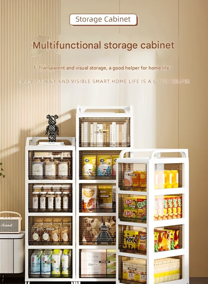 SUKILO 5 Tier Multifunctional Plastic Storage Cabinet with Wheels – Transparent Drawers for Bathroom, Kitchen, Bedroom & More | Under Sink Organizer & Household Storage Rack - Image 2