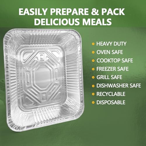 Demiwise Thickened 10 Pack Heavy Duty Aluminum Pans, 9x13 Aluminum Foil Pans Disposable, Half Size Steam Table Foil Baking Tray for Cooking, Baking, Roasting & Chafing, Carton Packaging - Image 5