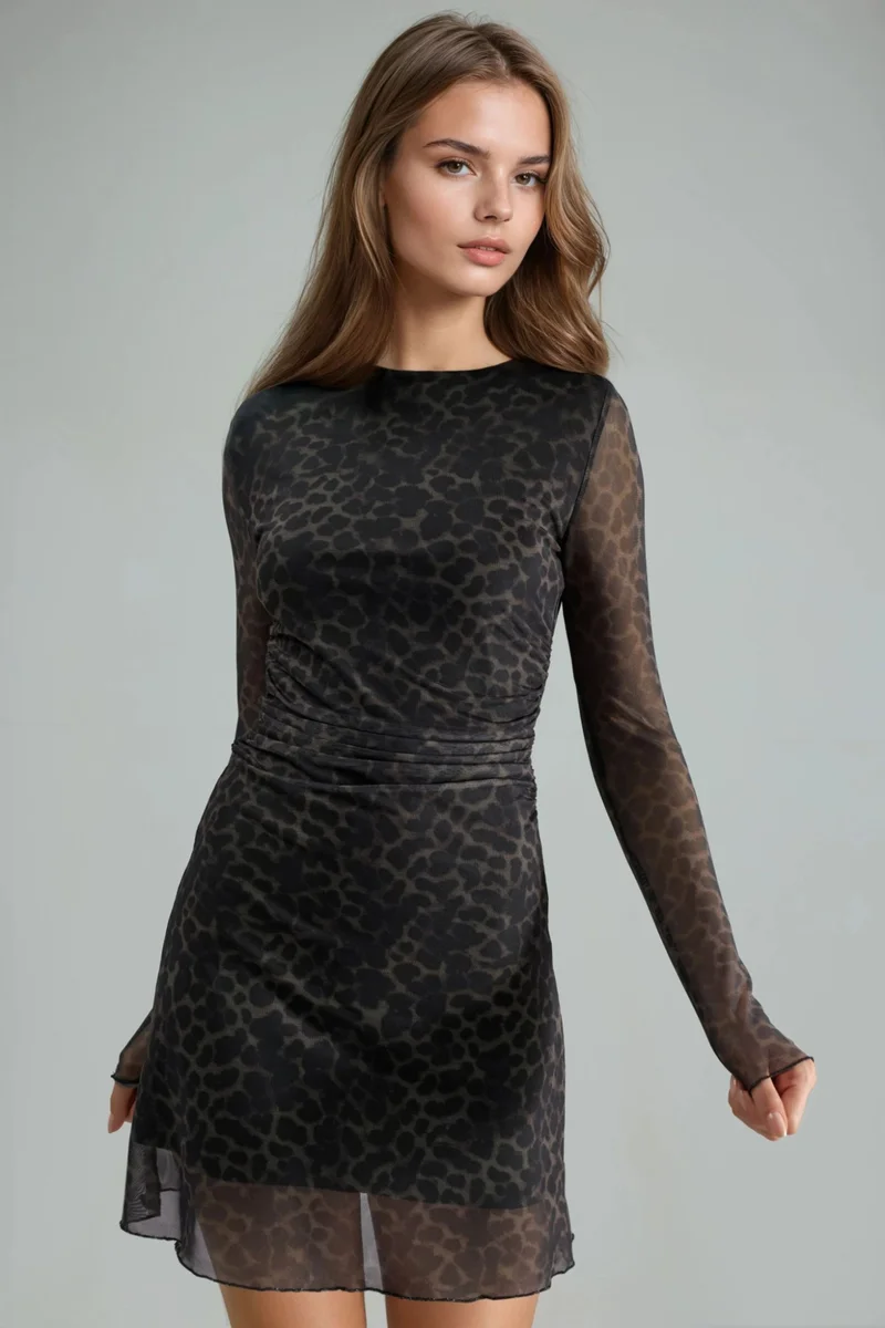 Busem BUSEM A-Line Leopard Print Mini Dress