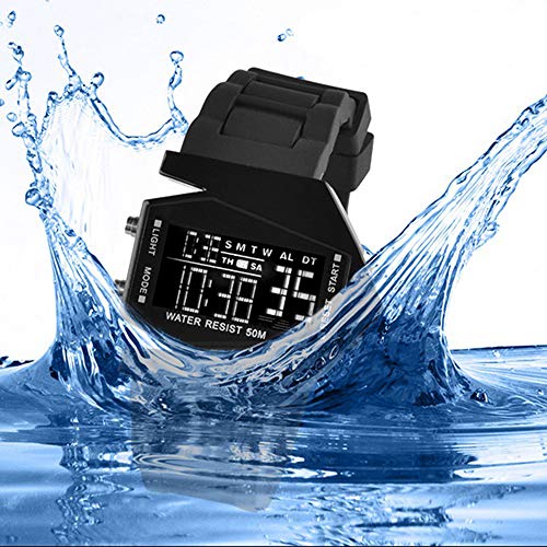 FANMIS Unisex Elegant Plane Style Digital Display Waterproof Outdoor Sports Silicone Strap LED Wrist Watch (Black) - Image 3